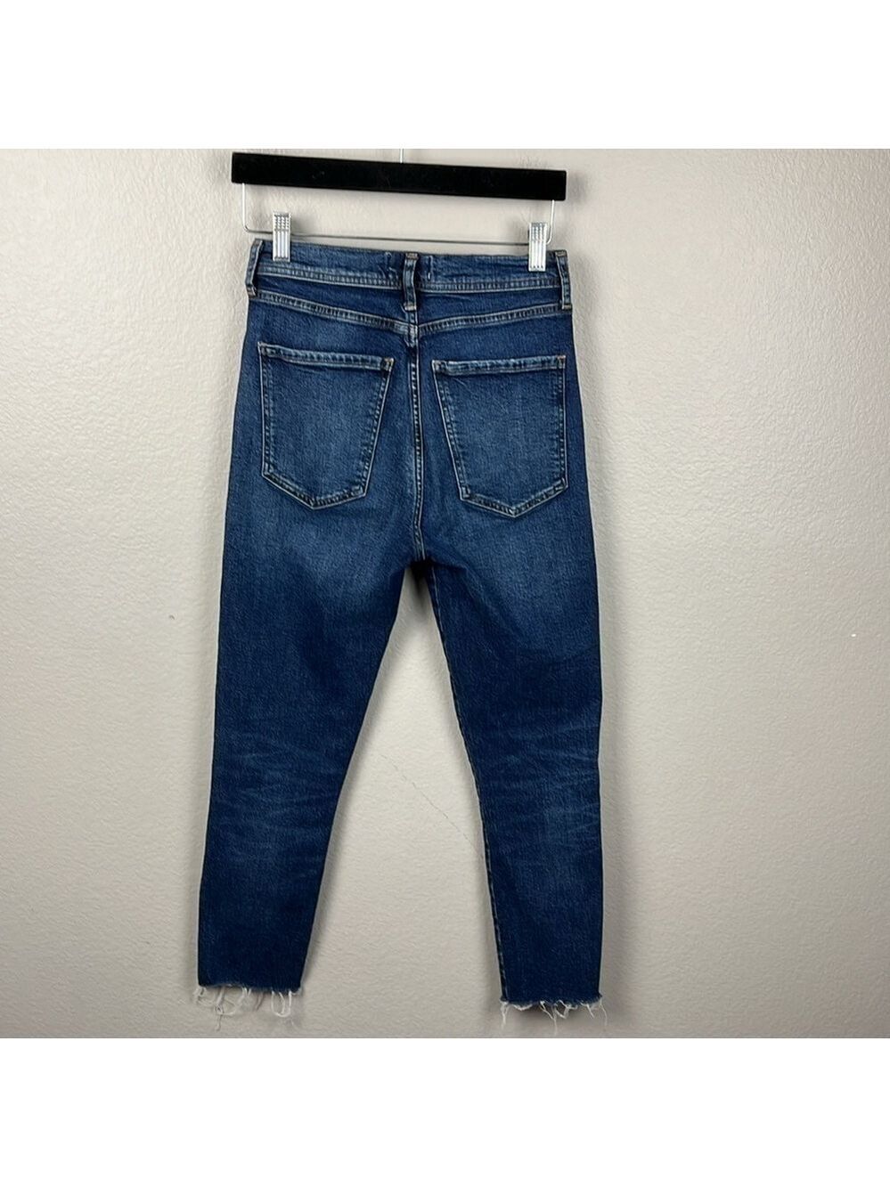 Agolde Sophie Jeans Dark Wash High Rise Slim/Skinny Leg Raw Hem Cropped Denim 25 - Picture 5 of 12